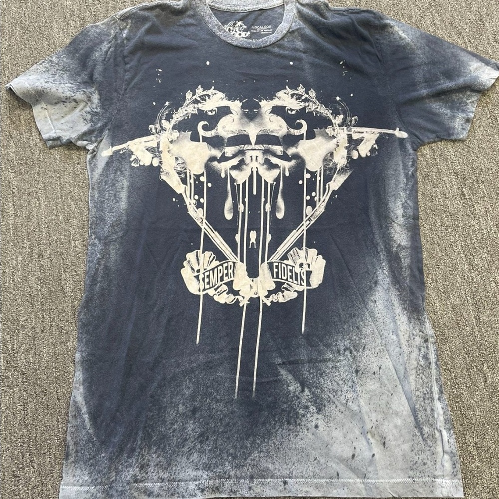 Men’s Medium Navy Blue “Semper Fidelis” T-shirt - Made In The USA